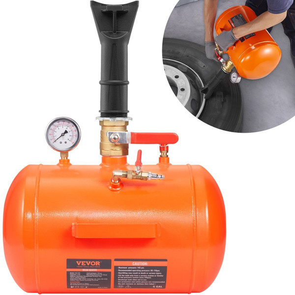 Tire Bead Blaster, 5 Gallon/19L Capacity, Includes Pressure Gauge & Handle, 145 PSI Max Inflation T E415-LTB5GAL145PSI1HJXV0