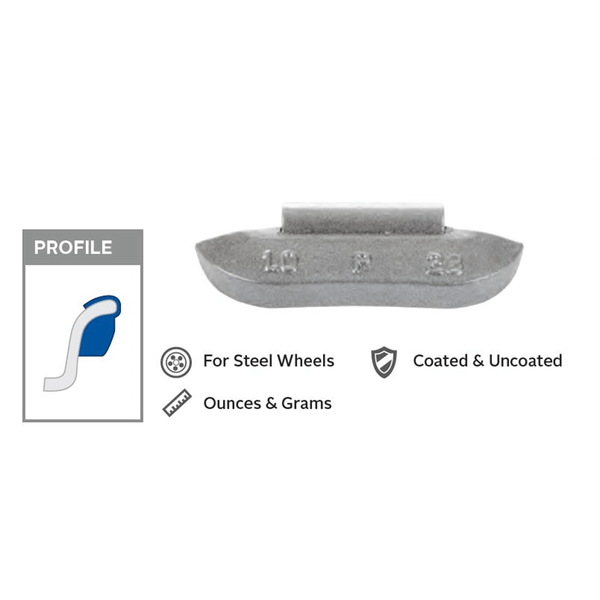 Wegmann Automotive 5 oz Lead Uncoated Clip-on P Black Series Wheel Weight (Box of 25) T398-PWWP500