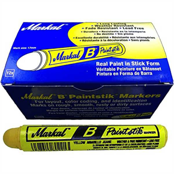 Markal / Laco Paintstik B, Yellow Solid Paint Marker (12/box, 144/cs) T398-MKL080221