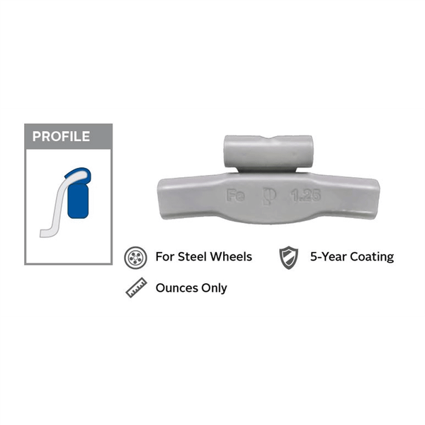 Wegmann Automotive 1 oz Steel Coated Clip-on PFE Black Series Wheel Weight (Box of 25) T398-PWWP100FE