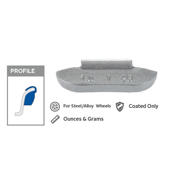 Wegmann Automotive 0.5 oz Lead Coated Clip-on TN Gray Series Wheel Weight (Box of 25) T398-PWWT050N