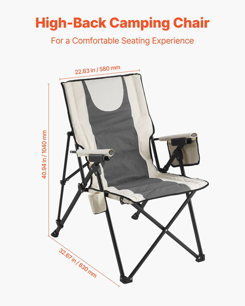 Folding Camping Chair, 3 Reclining Positions, Outdoor High Back Camping Chair, 260lbs Weight Capaci E415-PTTYGBTYRDXHFQV64002V0