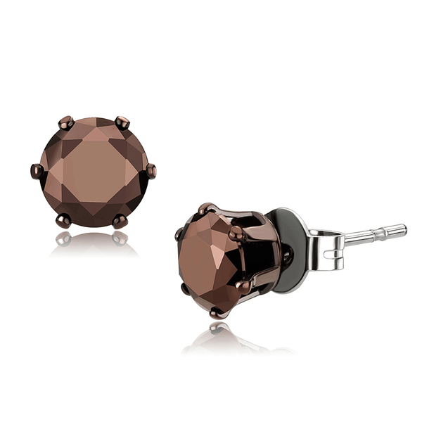 TK2587 - Two Tone IP Light Brown (IP Light coffee) Stainless Steel Earrings with AAA Grade CZ  in L A874-TK2587