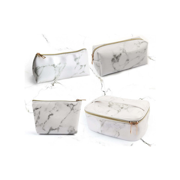 Color: MARBLED WHITE - Mirabella 4 in 1 Marbled Cosmetic Bags K290-39257749586006