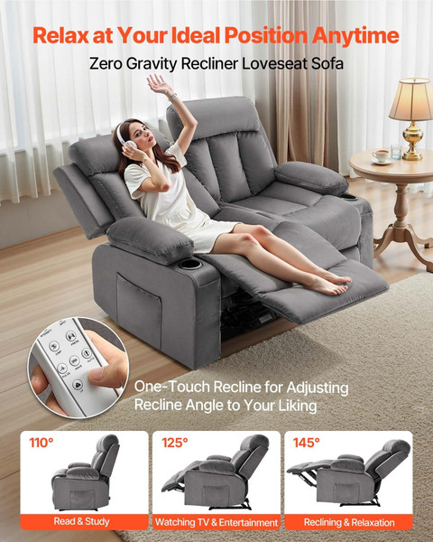Loveseat Recliner Sofa, Power Reclining Couch with Heating and Massage, Soft Velvet Electric Reclin E415-DDBYSRSFDDKD7XMSB001V1