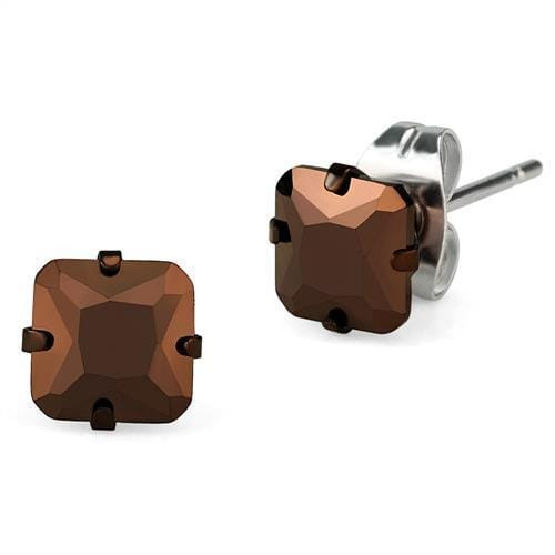TK2584 - Two Tone IP Light Brown (IP Light coffee) Stainless Steel Earrings with AAA Grade CZ  in L A874-TK2584
