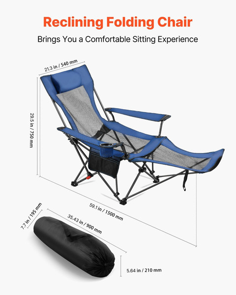 Reclining Camping Chair, 4 Adjustable Positions, Portable Folding Lounger for Adults, Mesh Beach Ch E415-PTTYXTTYWBXL8VIN5002V0