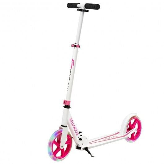 Portable Folding Sports Kick Scooter with LED Wheels-Pink B593-SP0571