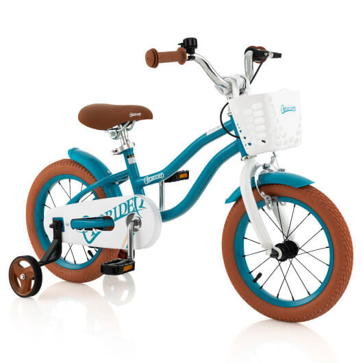 14 Inch Kid's Bike with Removable Training Wheels and Basket-Blue - Color: Blue - Size: 14 inches D681-TS10086TU-14
