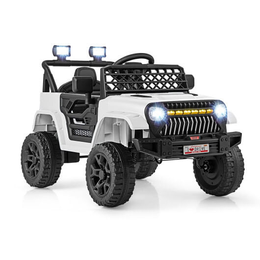 12V Kids Ride on Truck Car with Parental Remote and Music Player-White B593-TQ10307US