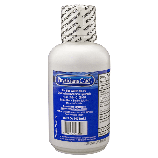 SAS Safety Eyewash Replacement Bottle (Only) for Personal Emergency Eyewash Station 5132 T398-SAS5130