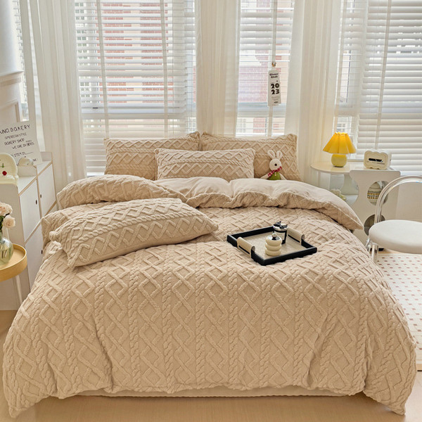 Pattern: Coffee Color, Size Specification: 150X200cm - Solid Color Tafurong Quilt Cover Three-piece Q119-CJYD254325324XC