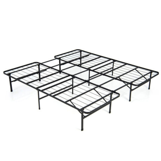 Queen/King Size Folding Steel Platform Bed Frame for Kids and Adults-King Size - Color: Black - Siz D681-HU10275-M