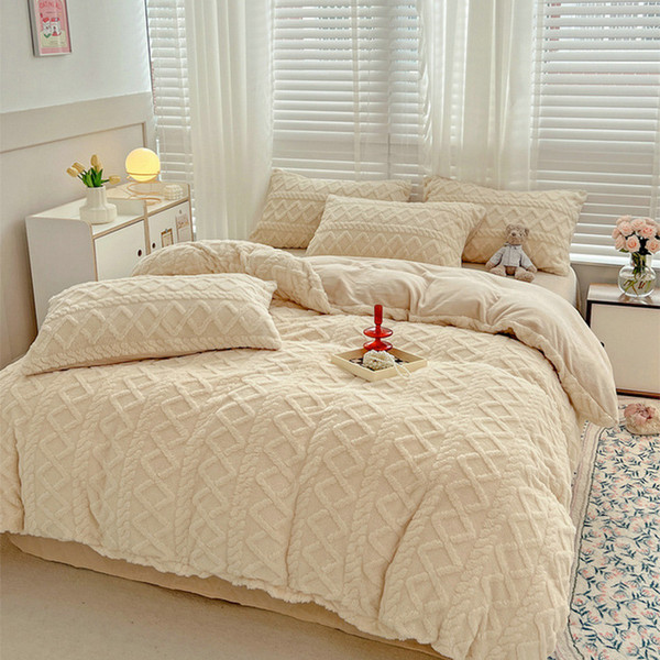 Pattern: Milky White, Size Specification: 168X229cm - Solid Color Tafurong Quilt Cover Three-piece  Q119-CJYD254325359GT
