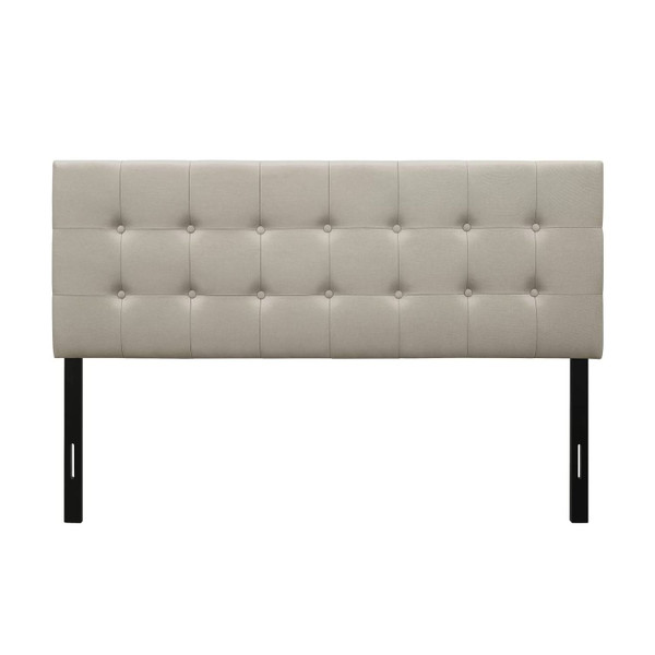 Full size Button-Tufted Headboard in Light Grey Taupe Beige Upholstered Fabric Q280-LGRHDBFL75991538