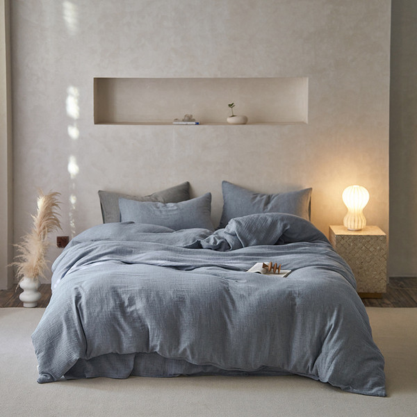 Pattern: Navy Blue, Size Specification: 2.0m Bed Sheet - Japanese-style Pure Cotton Double-layer Wr Q119-CJCS254712708HS