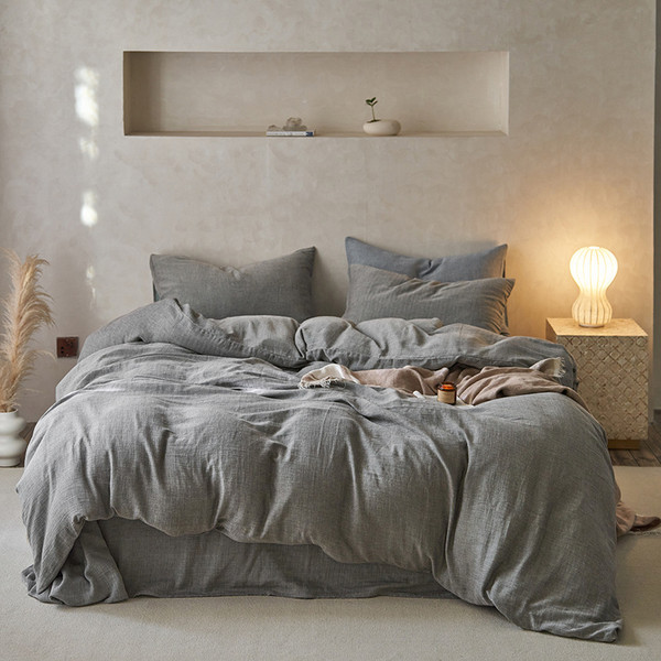 Pattern: SATINE Gray, Size Specification: 1.8m Fitted Sheet - Japanese-style Pure Cotton Double-lay Q119-CJCS254712715OL