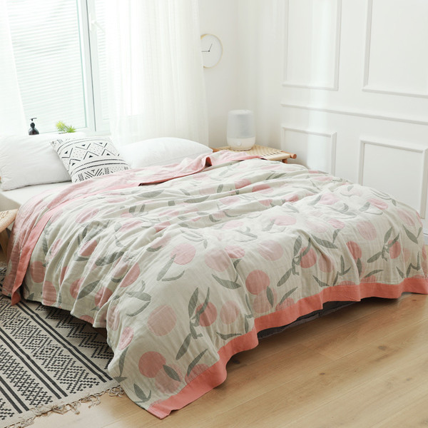 Pattern: Orange Pink, Size Specification: 150x200cm - Summer Pure Cotton Four-layer Gauze Single Do Q119-CJYD244001401AZ