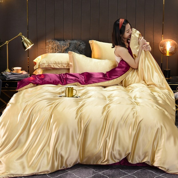 Pattern: Wine Red Camel, Size Specification: 1.5x 2.0m Fitted Sheet 4PCs - Pure Color Washed Real S Q119-CJCS239946076XC