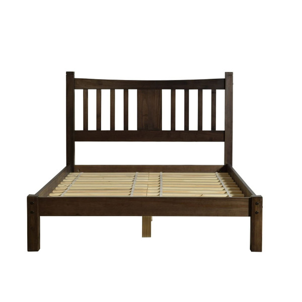 King Size Farmhouse Style Solid Wood Platform Bed with Headboard in Espresso Q280-ESKI9452