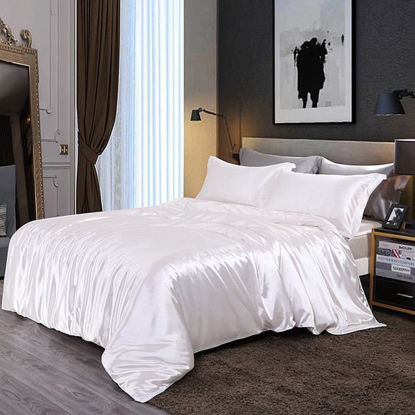 Color: White, Size Specification: 1.2m - Four-piece Silky Sleep Bare Silk Quilt Cover Q119-CJCS237770557EV