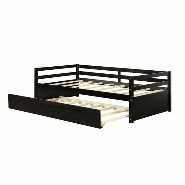Twin/Twin Dorm Style Trundle Daybed Platform Bed Frame in Espresso Q280-ESJA4192