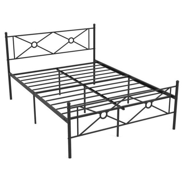 Queen Size Modern Black Metal Headboard & Footboard Platform Bed Frame Q280-QUBED1190