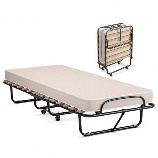 75 x 31.5 Inch Folding Guest Bed with Memory Foam Mattress for Adult - Color: Black & White - Size: D681-HW69255