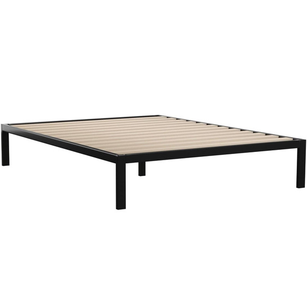 Queen Black Metal Platform Bed Frame with Wood Slats - 700 lbs Weight Capacity Q280-QUBLBED1657891