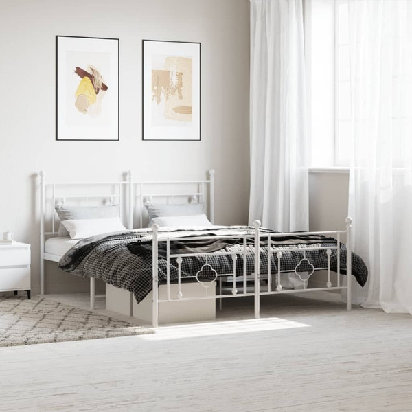  Bed Frame White Powder-coated steel King Size Bed Frame A949-374408