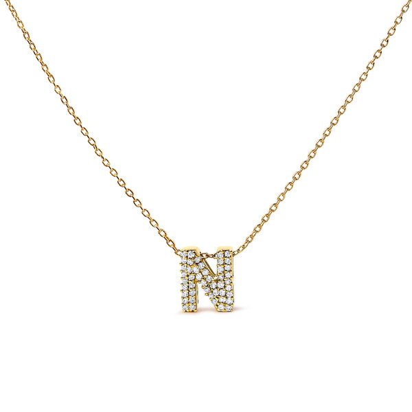 10K Yellow Gold Diamond Accent "N" Initial Bubble Pendant Necklace N162-024272NASH
