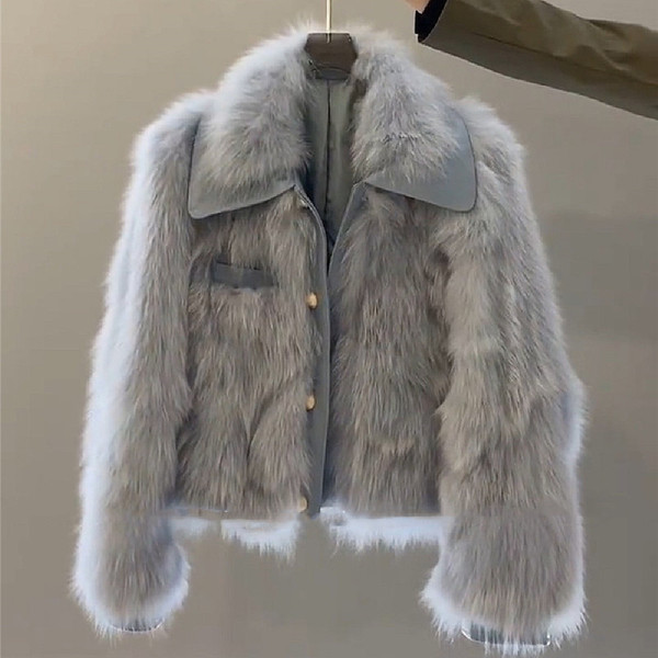Color: Gray, Size: M - Fashion Personality Fur Temperament Coat Women Q119-CJCS224406102BY