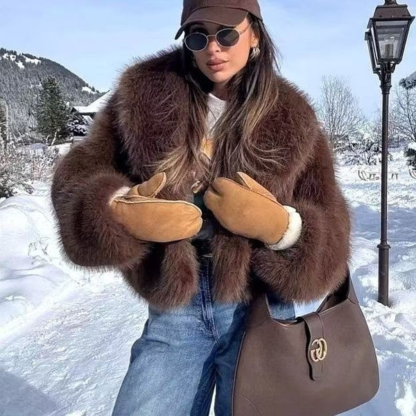 Color: Greige, Size: L - Faux Fur Coat Female Short Chic Q119-CJYD255098846TG