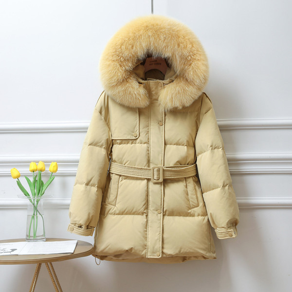 Color: Yellow, Style: Simulated Fur Collar-M, Please Input:  - Women's Short Down Jacket Loose Wais Q119-CJYD259476908HS