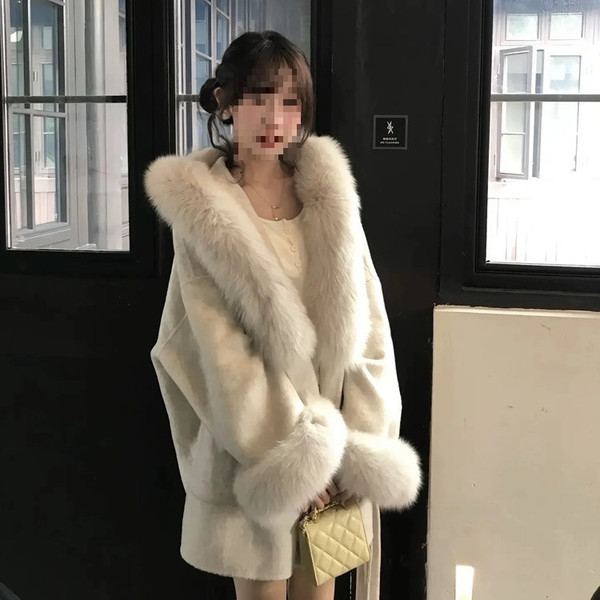 Temperament Noble Fox Fur Collar Coat Q119-CJQB2621642