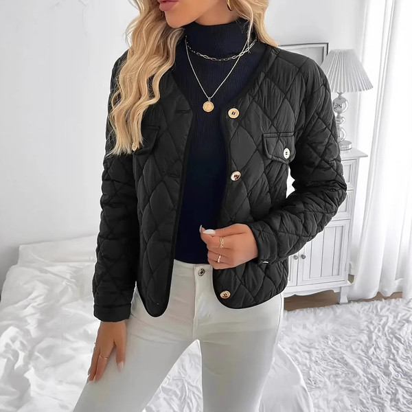 Women's Warm Diamond Lattice Short Cotton Jacket Q119-CJJK2550464