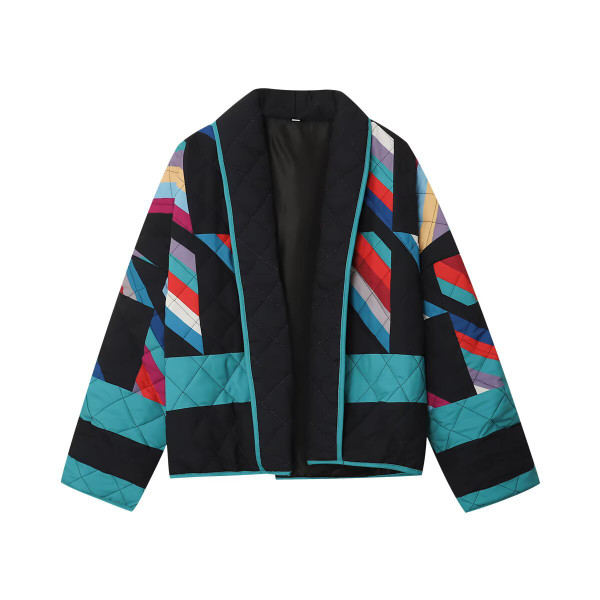 Women's Street Fashion Print Stitching Long-sleeved Cotton-padded Jacket Q119-CJJK2546634