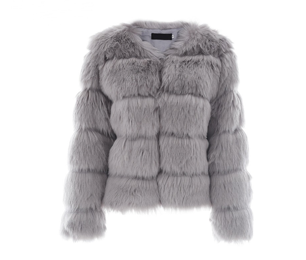 Color: Gray, Size: M - New faux furry slim mink jacket short faux fur fur coat female Q119-CJNSWTYM00058-Gray-M