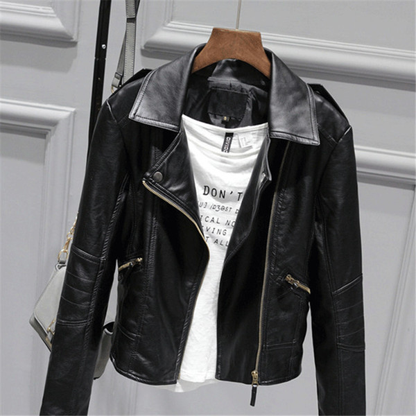 Color: Black Washed Leather, Size: L - Ladies motorcycle leather Q119-CJNSWTFP00052-Black Washed Leather-L