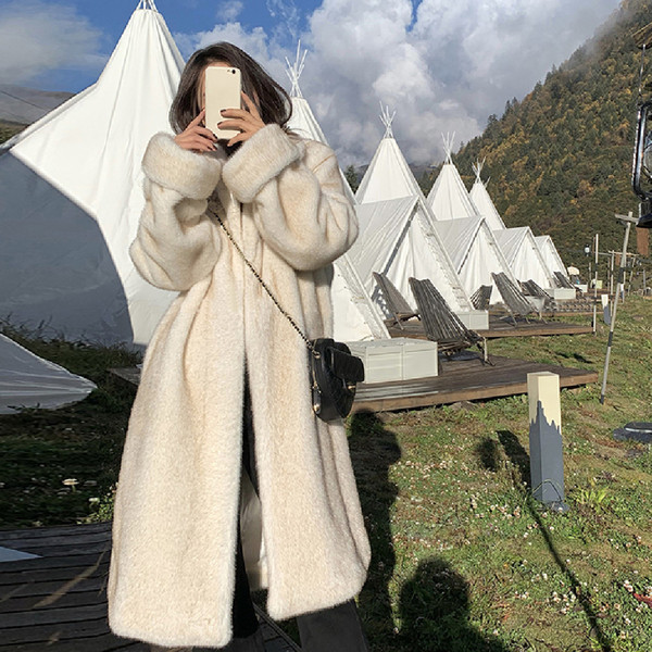 Winter Female Mink Fur Environmental Protection Artificial Leather Fur Coat Q119-CJYD1923610