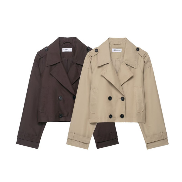 Women's Clothing Double Breasted Short Trench Coat Q119-CJYD2556349