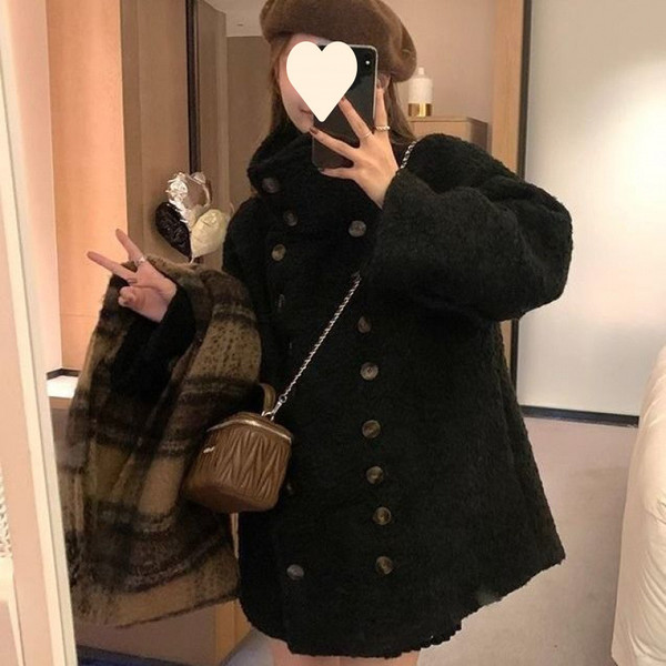 Color: Black, Size: M - Mid-length Gentle High-grade Furry Cotton Jacket Top Q119-CJYD217901806FU