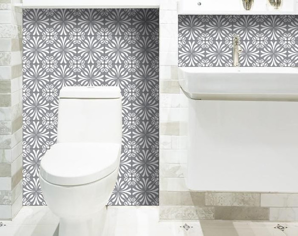 5" X 5" Gray And White Spire Peel And Stick Removable Tiles N270-390639