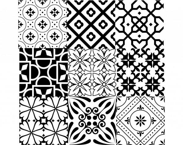 6" X 6" Black And White Mash Peel And Stick Removable Tiles N270-390705