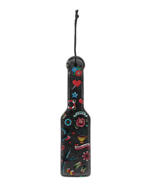 Shots Ouch Old School Tattoo Style Printed Paddle - Black X615-SHTOU448BLK