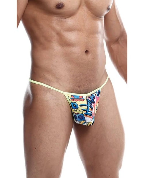 Male Basics Sinful Hipster Music T Thong G-String Blue Print XL X615-MBL62-YL-X0
