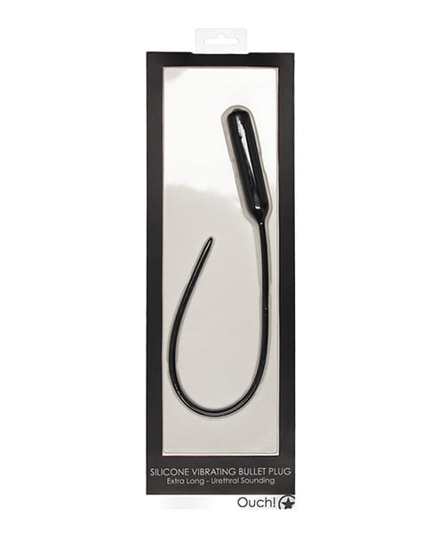 Shots Ouch Extra Long Urethral Sounding Silicone Vibrating Bullet Plug - Black X615-SHTOU440BLK