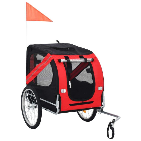 Pet Bike Trailer Red and Black Oxford fabric and steel Medium A949-91766