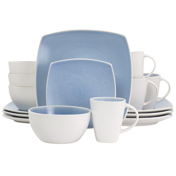 Gibson Elite 16 Piece Soho Lounge Reactive Glaze Stoneware Dinnerware Set in Light Blue D970-131155.16R