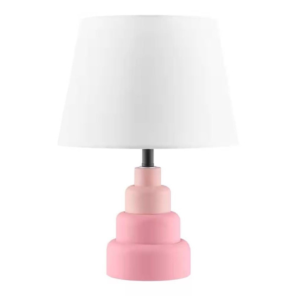 Small Pink Desk Light Table Lamp with White Fabric Shade for Bedside Nightstand Q280-PWFMTL2192536418